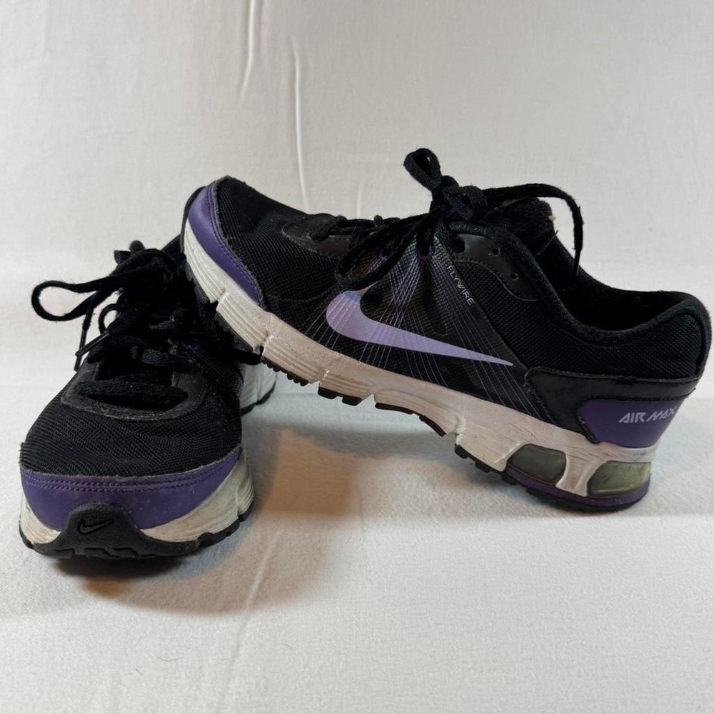 Nike Air Max Run Lite 5 Kids US 7 Black/Purple/White Mesh Sneakers 386167-003